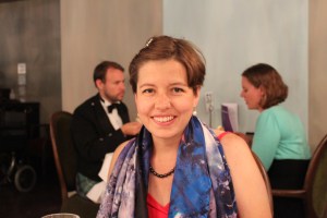 Kate with her AMAZING new scarf.