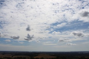 View over Chichester Harbour to the Isle of Wight from the top of Kingley Vale 