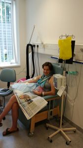 Kate receiving chemo at the 'chemo farm'.